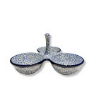 B43 Bunzlau drie vaks schaal met handvat (oog) 3355X Overige Schalen